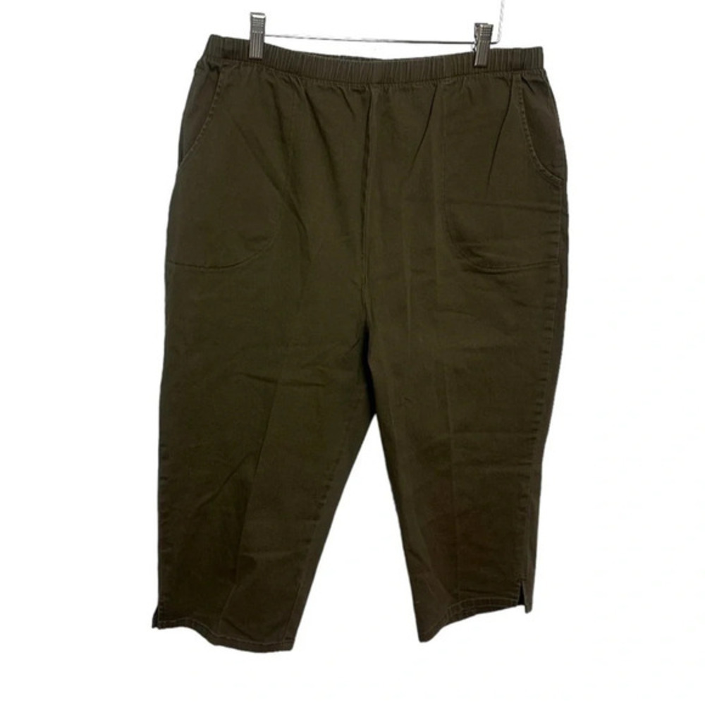 Denim + company XL army green pull on capri pants